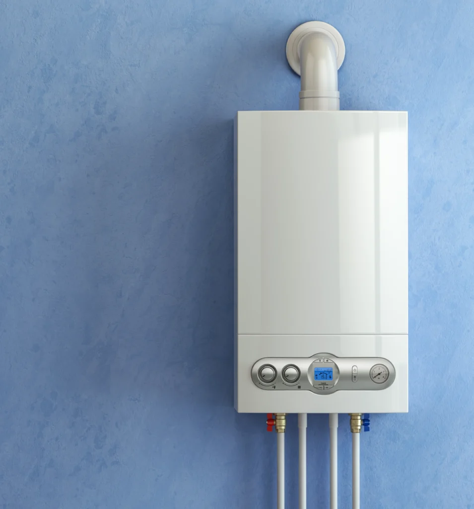 Installed tankless water heater unit representing our professional plumbing services in League City.